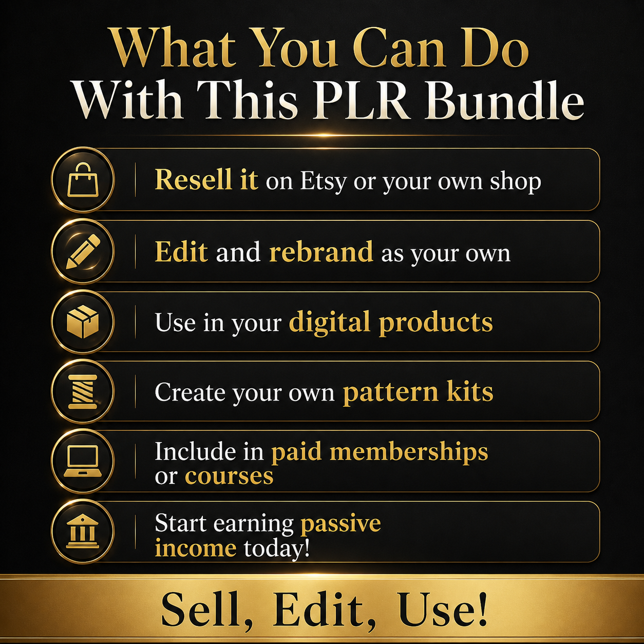 Crochet Patterns Bundle – PLR License – Resell Digital Product – Money-Making Designs