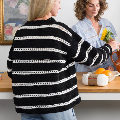Bernat Eyelet Stripes Crochet Pullover