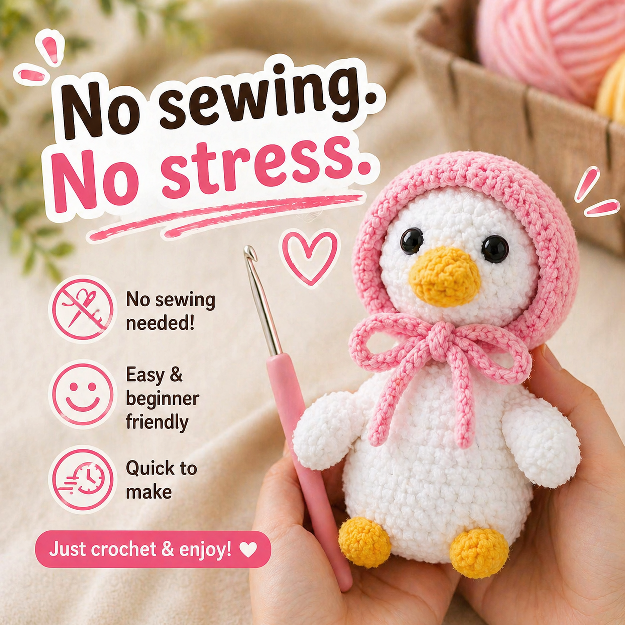Mini Goose Crochet Pattern – Cute No-Sew Plush PDF