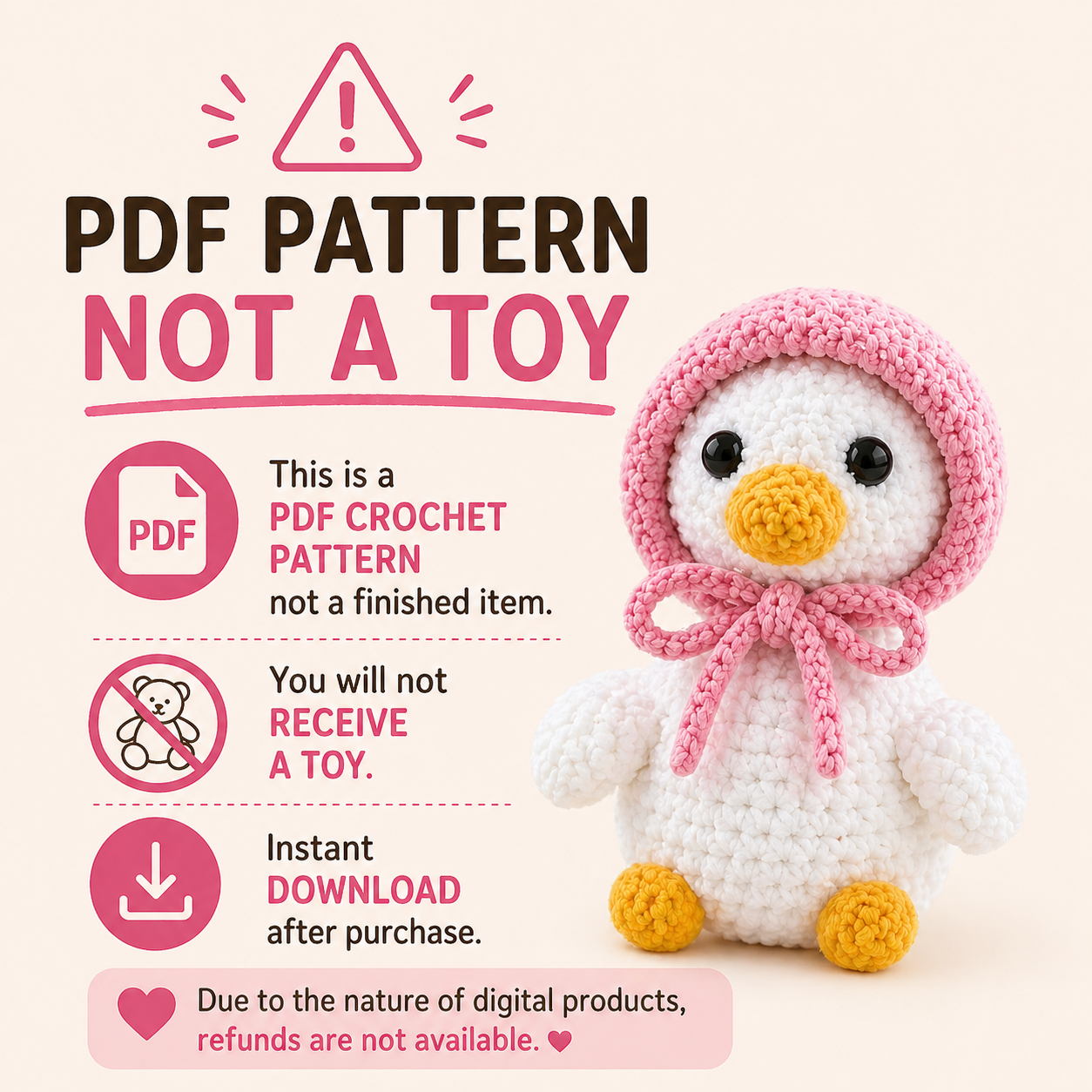 Mini Goose Crochet Pattern – Cute No-Sew Plush PDF