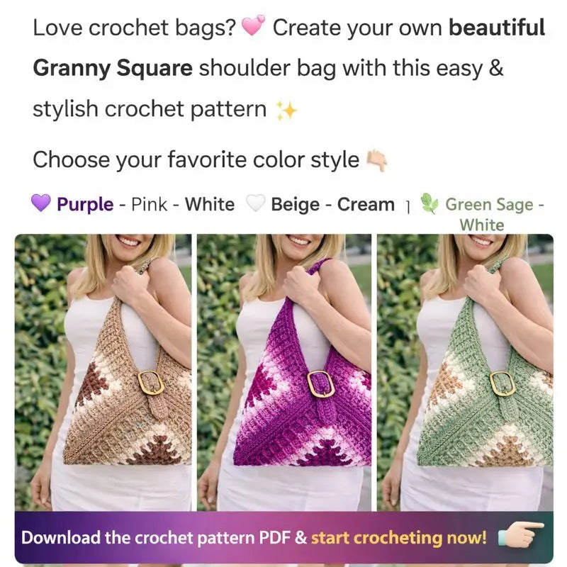 Granny Square Crochet Bag Pattern – PDF Download