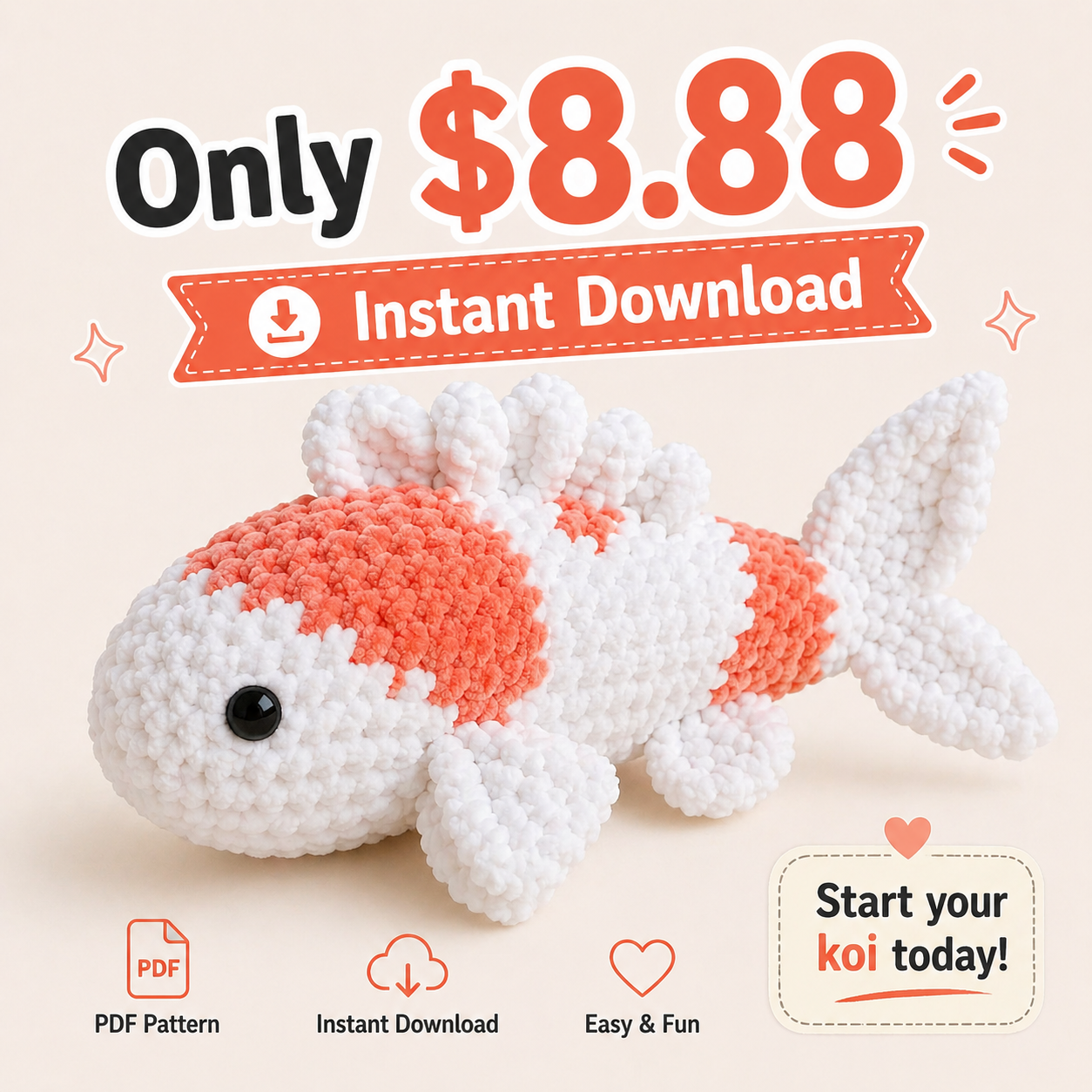 Cute Koi Fish Crochet Pattern (PDF)