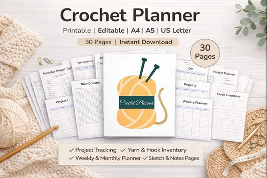 Crochet Planner – Printable & Editable PDF