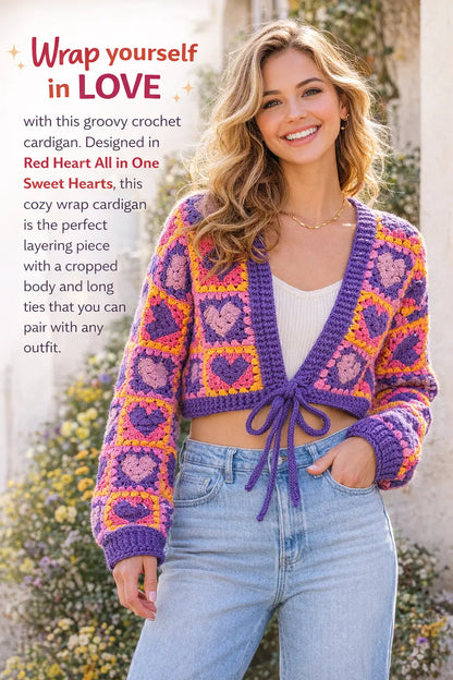Red Heart Wrapped in Love Crochet Cardigan