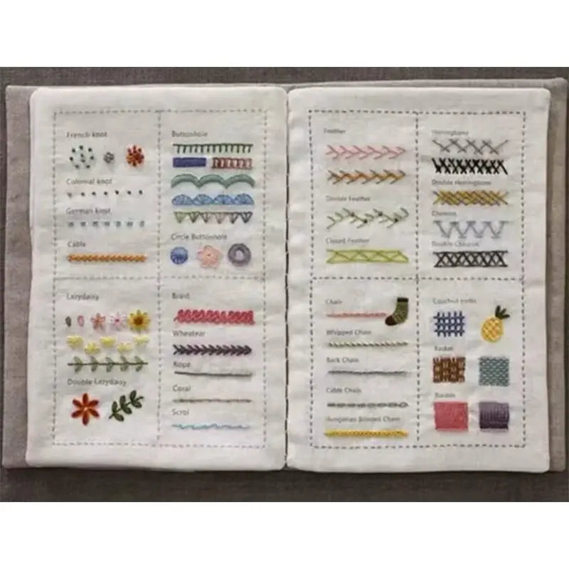 Embroidery Stitch Guide Book with Needlework Kit