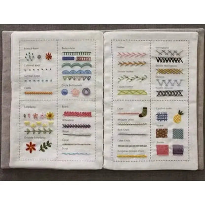 Embroidery Stitch Guide Book with Needlework Kit