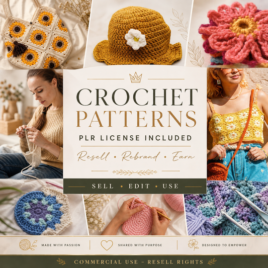 Crochet Patterns Bundle – PLR License – Resell Digital Product – Money-Making Designs