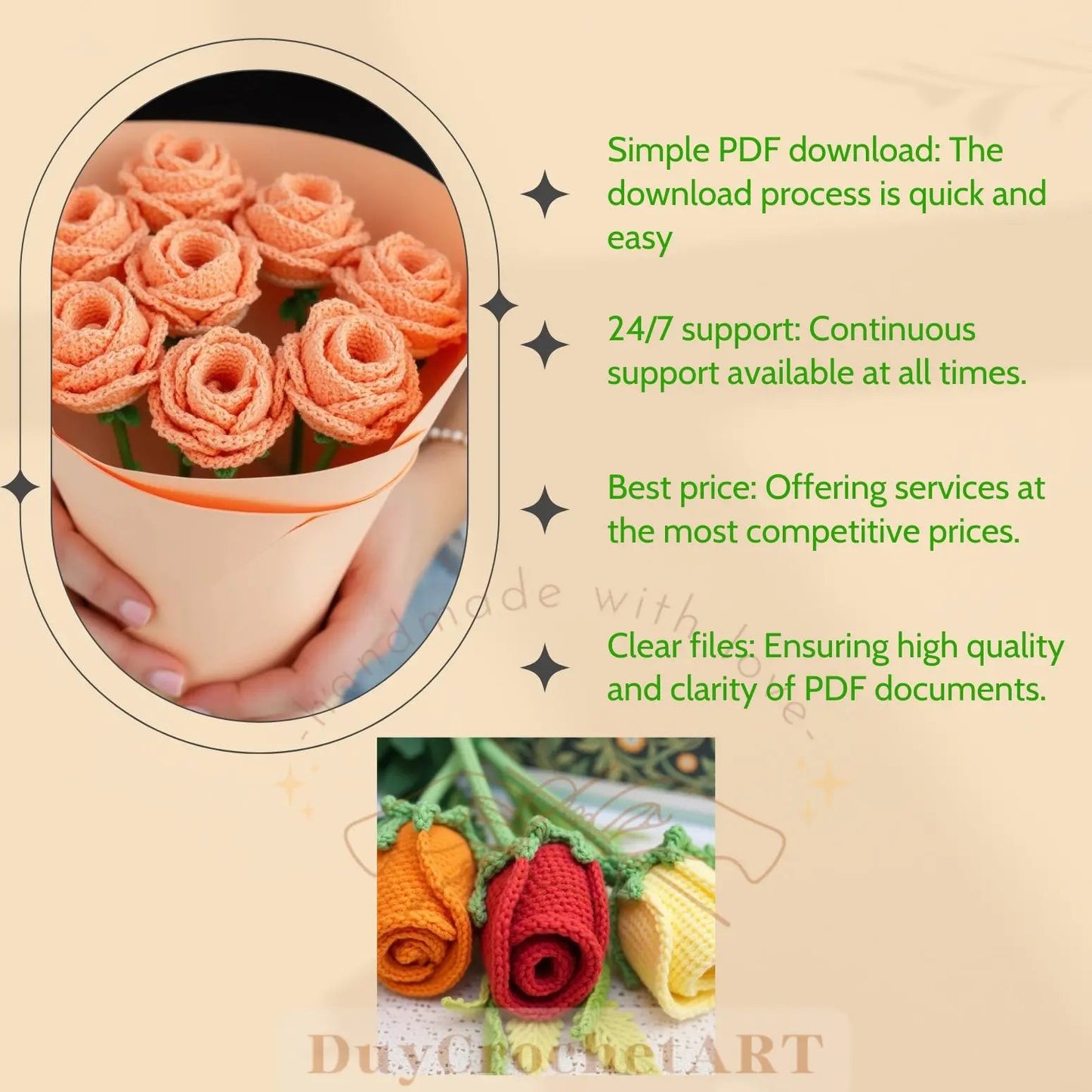 350 in 1 Flower Crochet Pattern Bundle – Digital Download PDF